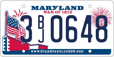 MD license plate 3BJ0648
