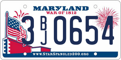 MD license plate 3BJ0654
