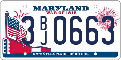 MD license plate 3BJ0663