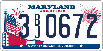 MD license plate 3BJ0672