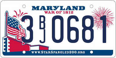 MD license plate 3BJ0681