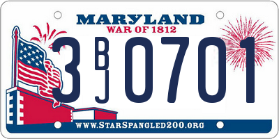 MD license plate 3BJ0701