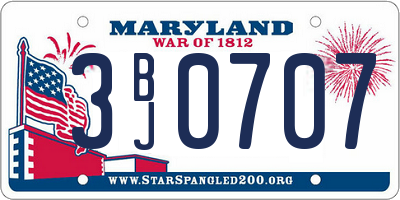 MD license plate 3BJ0707