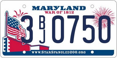 MD license plate 3BJ0750