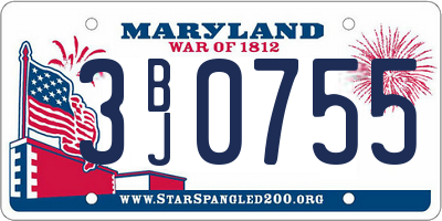 MD license plate 3BJ0755