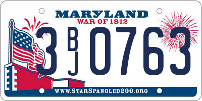 MD license plate 3BJ0763