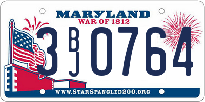 MD license plate 3BJ0764