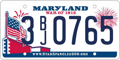 MD license plate 3BJ0765