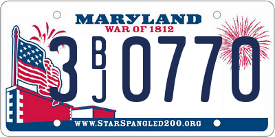 MD license plate 3BJ0770