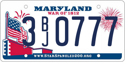 MD license plate 3BJ0777