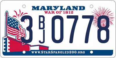 MD license plate 3BJ0778