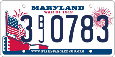 MD license plate 3BJ0783