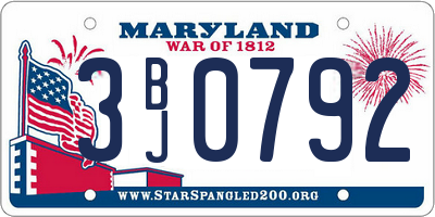 MD license plate 3BJ0792
