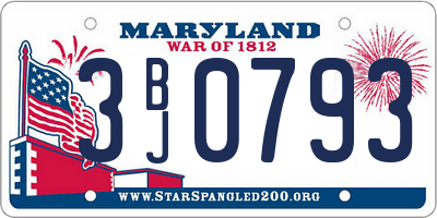 MD license plate 3BJ0793