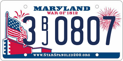 MD license plate 3BJ0807