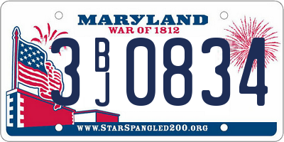 MD license plate 3BJ0834