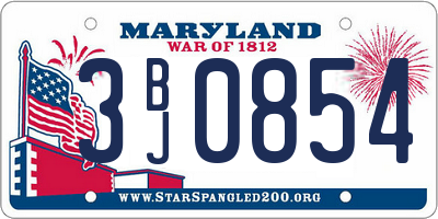 MD license plate 3BJ0854