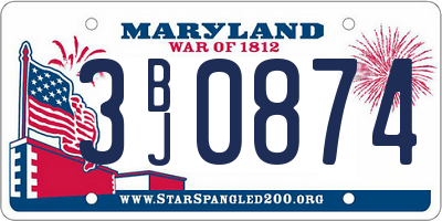 MD license plate 3BJ0874