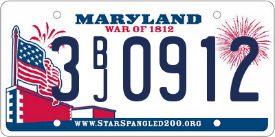 MD license plate 3BJ0912