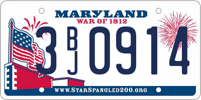 MD license plate 3BJ0914