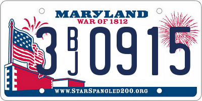 MD license plate 3BJ0915