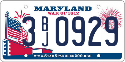 MD license plate 3BJ0929