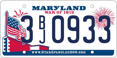 MD license plate 3BJ0933