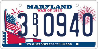 MD license plate 3BJ0940