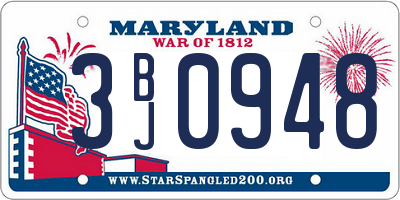 MD license plate 3BJ0948