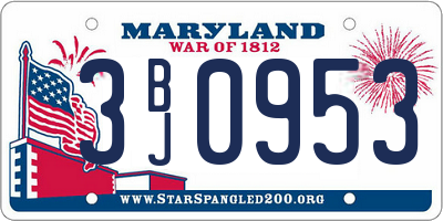 MD license plate 3BJ0953