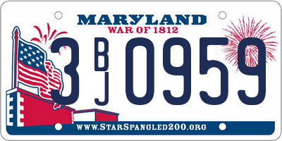 MD license plate 3BJ0959