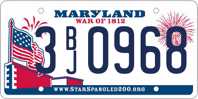 MD license plate 3BJ0968