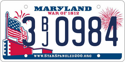 MD license plate 3BJ0984