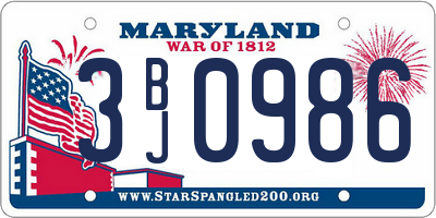 MD license plate 3BJ0986