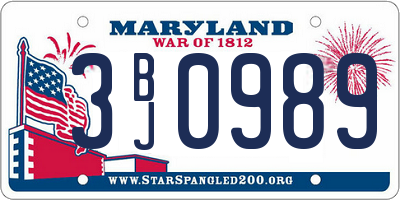 MD license plate 3BJ0989