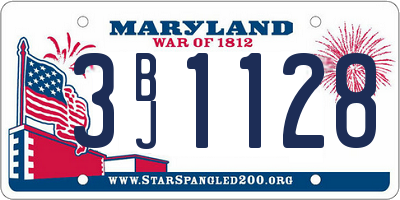 MD license plate 3BJ1128