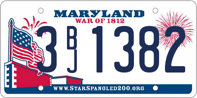 MD license plate 3BJ1382