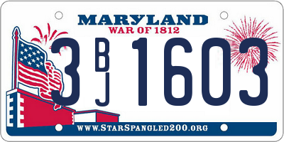 MD license plate 3BJ1603