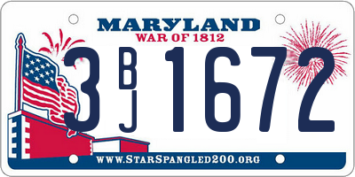 MD license plate 3BJ1672