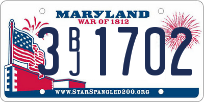 MD license plate 3BJ1702