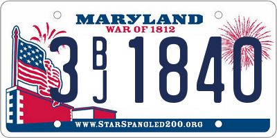 MD license plate 3BJ1840