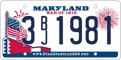 MD license plate 3BJ1981