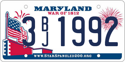 MD license plate 3BJ1992