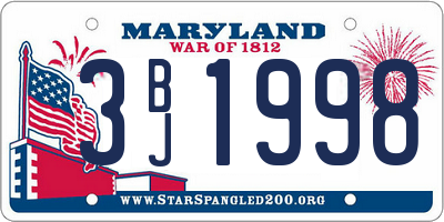 MD license plate 3BJ1998