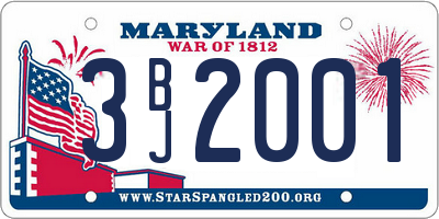 MD license plate 3BJ2001