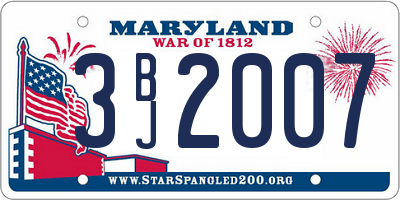 MD license plate 3BJ2007