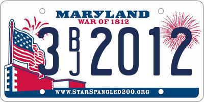 MD license plate 3BJ2012