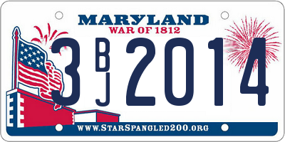 MD license plate 3BJ2014