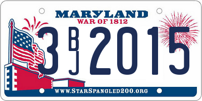 MD license plate 3BJ2015
