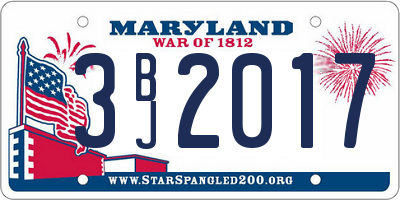 MD license plate 3BJ2017